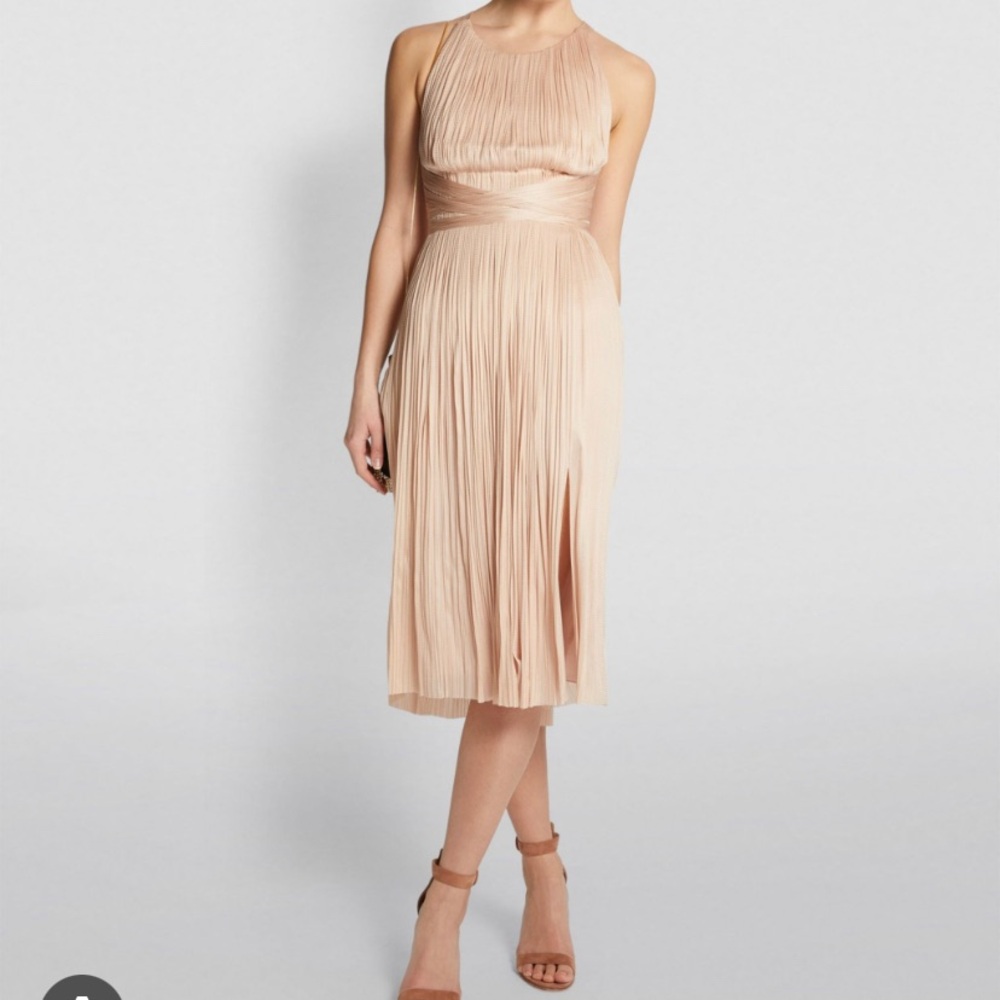 Maria Lucia Hohan Hera dress pleated tie back size FR 40 nude pink